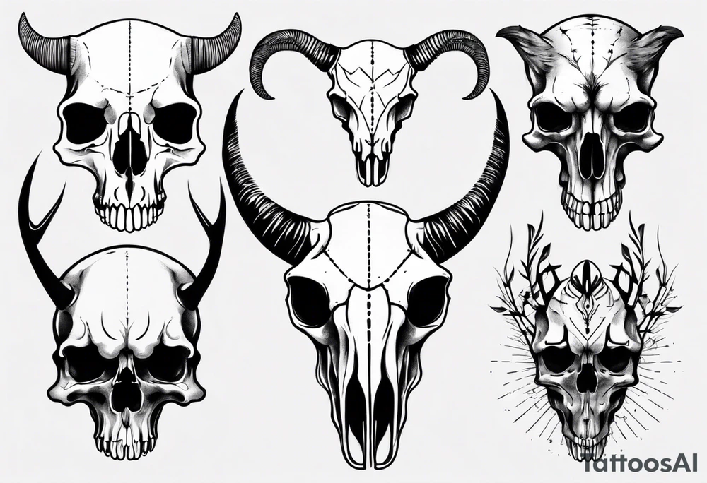 realistic animal skull tattoo idea