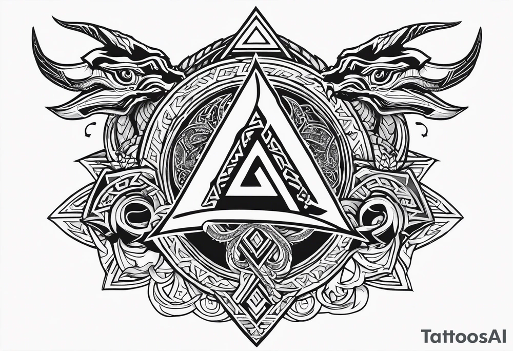 Valhalla sword shield dragon valknut tattoo idea