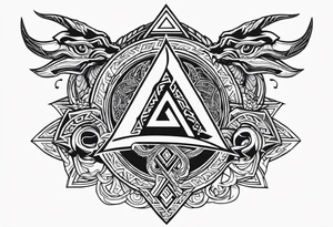 Valhalla sword shield dragon valknut tattoo idea