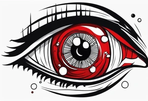 Bleeding tear draining to down from red eye tattoo design tattoo idea