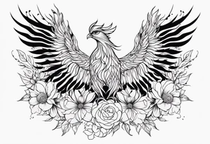 Phoenix with flowers tattoo idea