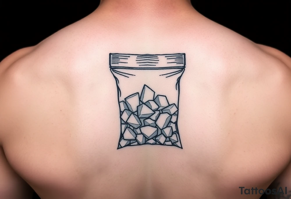 Small plastic baggie with crystal meth inside of it tattoo idea