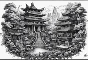 Lost city with new life tattoo idea