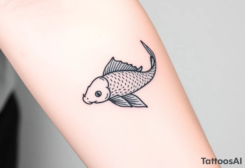 traditional koi fish swimming upstream through turbulent waves tattoo idea