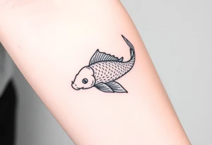 traditional koi fish swimming upstream through turbulent waves tattoo idea
