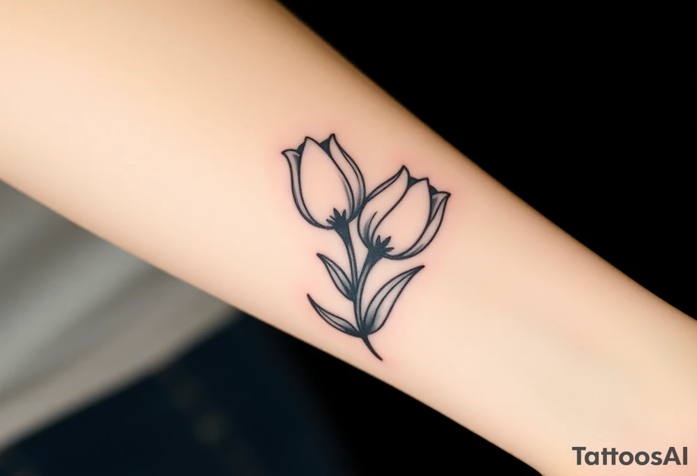 two intertwined tulips with stem tattoo idea