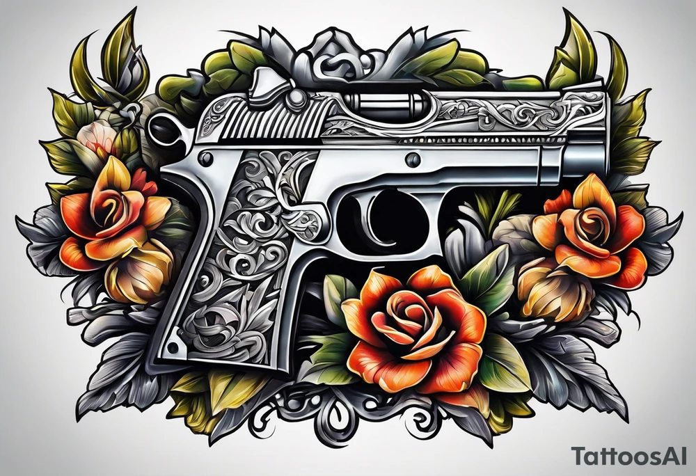 The letters AR with a pistol on each side tattoo idea