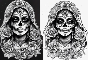 mexican style santa muerte tattoo for shoulder tattoo idea