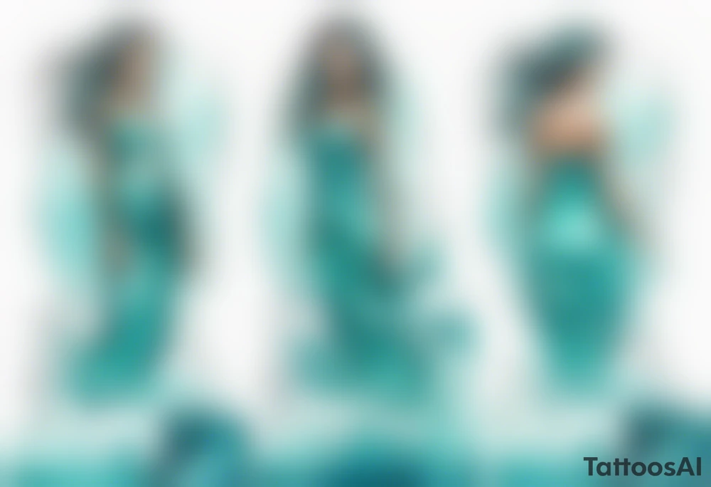 a turquoise water woman standing in the waves tattoo idea