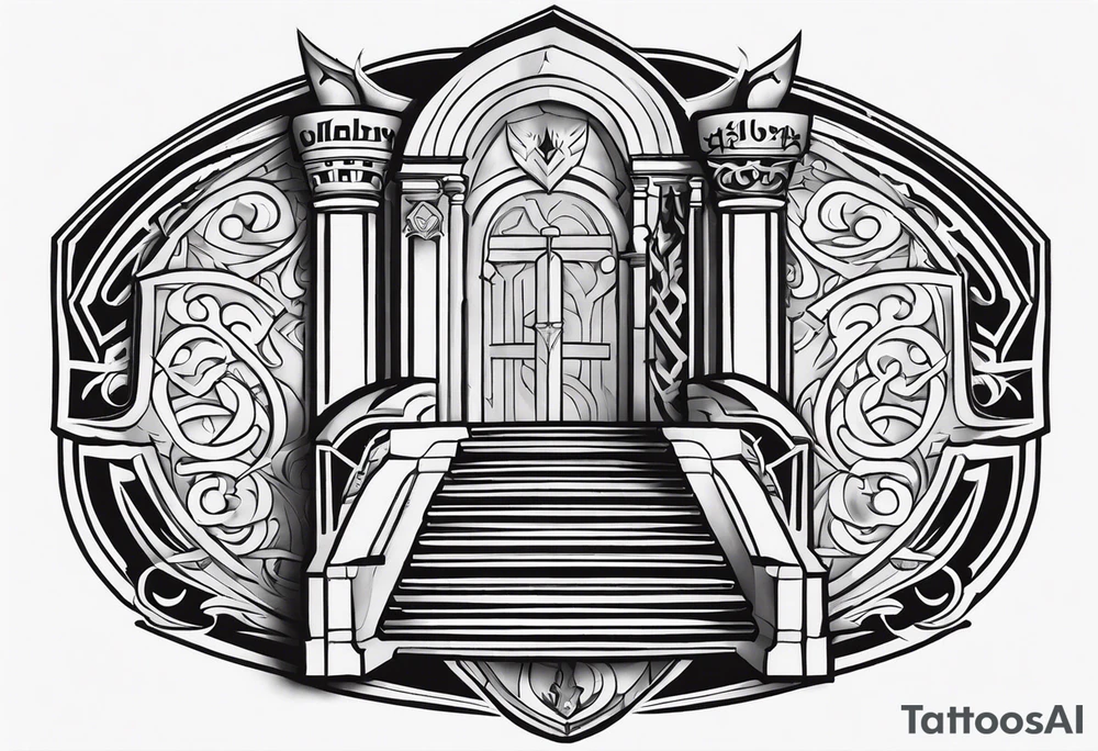 Valhalla sword shield stairs tattoo idea