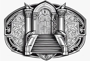 Valhalla sword shield stairs tattoo idea