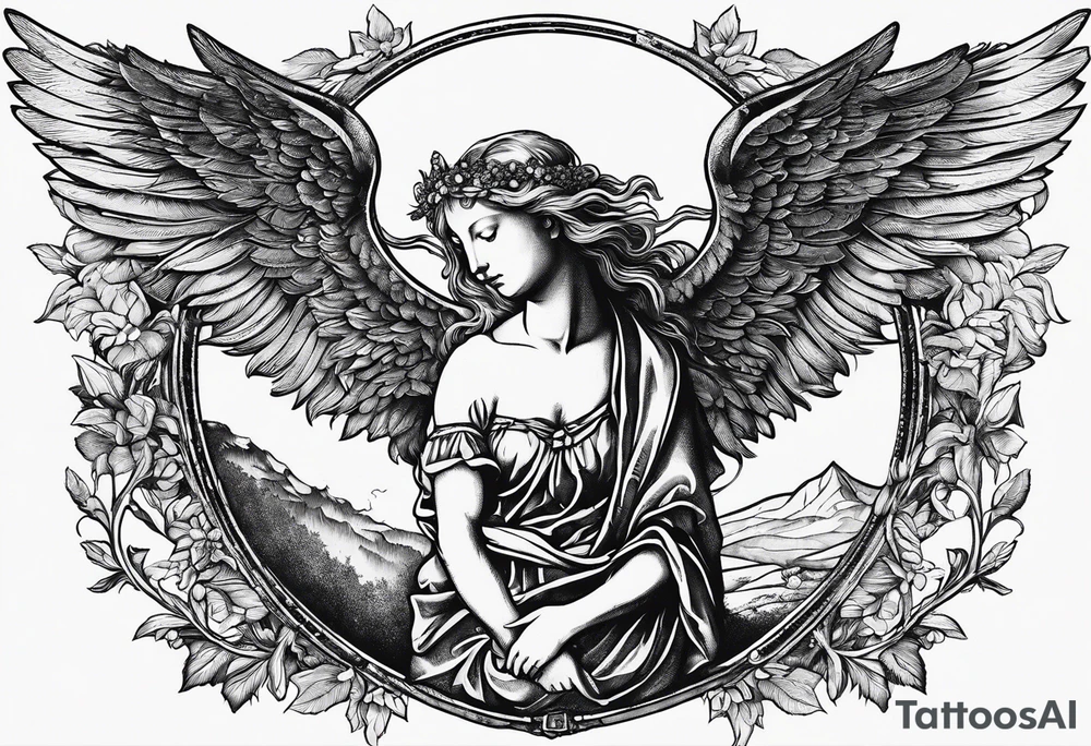 an angel woodcut in the style of Albrecht Dürer tattoo idea