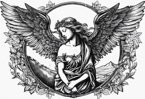 an angel woodcut in the style of Albrecht Dürer tattoo idea