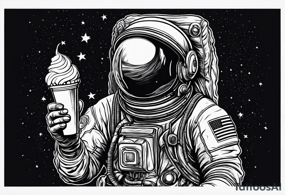 An astronaut eating an ice cream cone tattoo idea