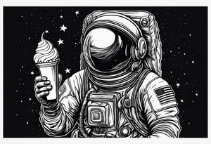 An astronaut eating an ice cream cone tattoo idea