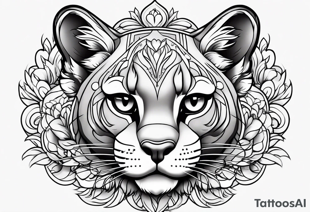 super cute cartoon cougar
cub blank background tattoo idea