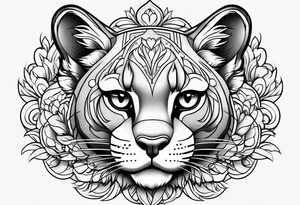 super cute cartoon cougar
cub blank background tattoo idea