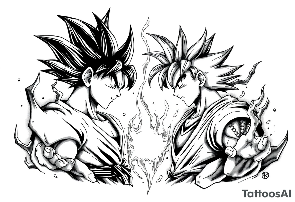 legendary dragonball z scene with energy aura and power effects tattoo idea