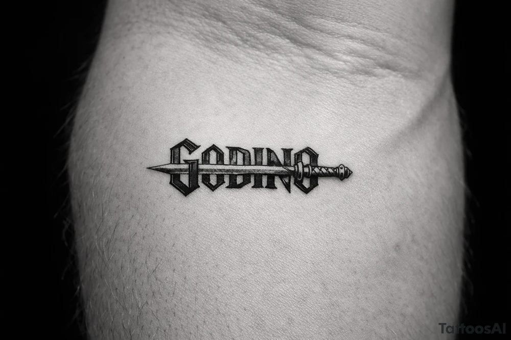 ゴディーノ with sword through name tattoo idea