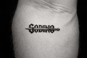 ゴディーノ with sword through name tattoo idea