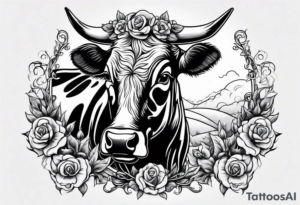 a cow in a ghost halloween costume tattoo idea