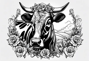 a cow in a ghost halloween costume tattoo idea