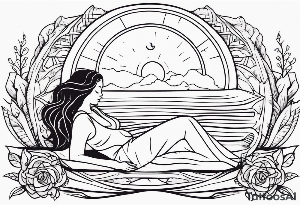 Resurrection Beautiful woman rising from her dead self to inner peace and self-love tattoo idea