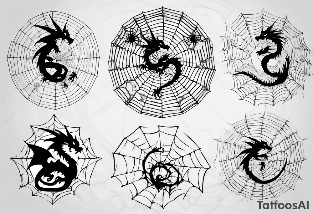 Dragon in a spiral spiderweb tattoo idea