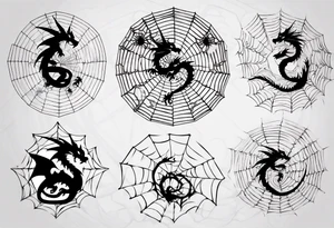 Dragon in a spiral spiderweb tattoo idea