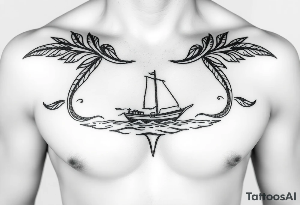 Polynesian tribal island boat tattoo tattoo idea