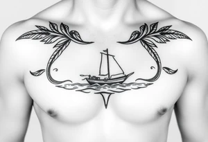 Polynesian tribal island boat tattoo tattoo idea