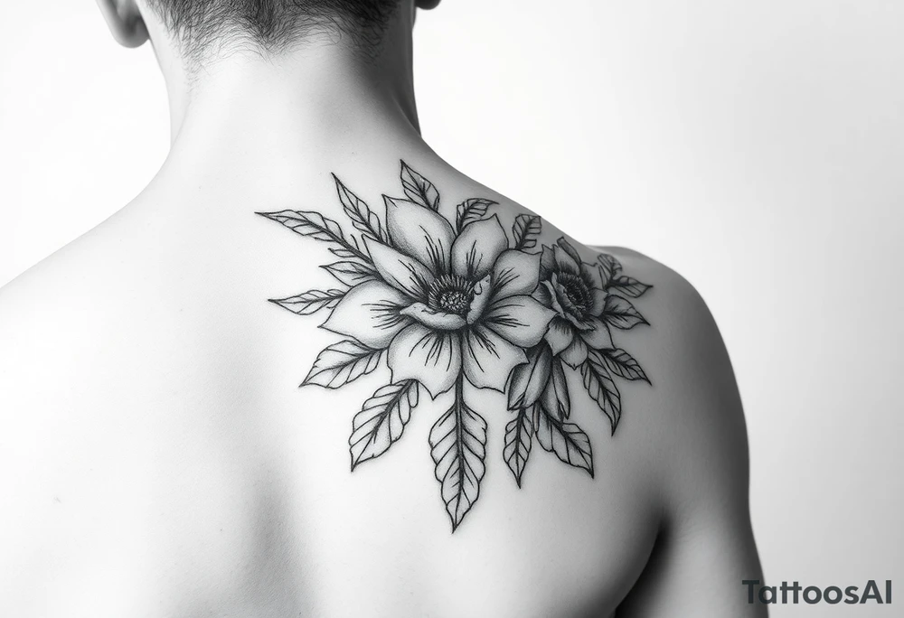 Ornamental floral shoulder tattoo tattoo idea