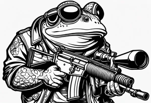 frog horn leg horn cartoon holding a machine gun tattoo idea