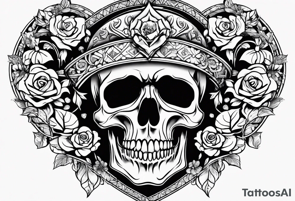 Skull and heart tattoo idea