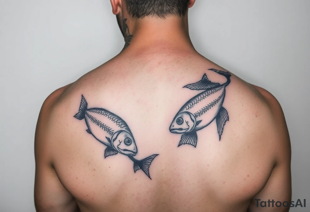 Only using the word picses creat a unique image with fishes tattoo idea