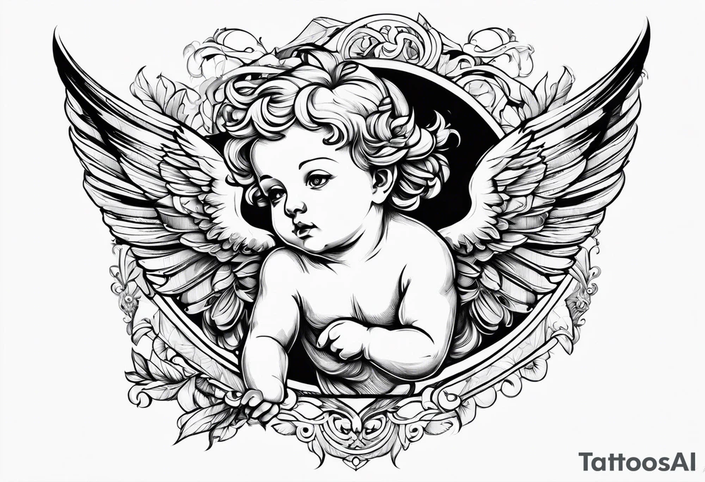 Cherub flying tattoo idea