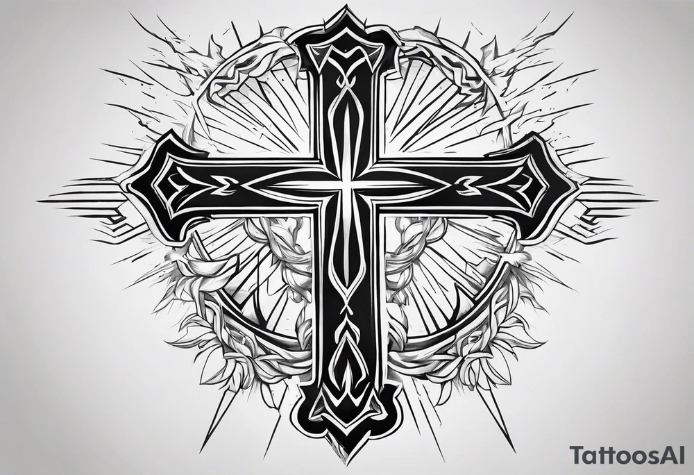 Lightning bolt with a cross tattoo idea