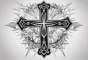 Lightning bolt with a cross tattoo idea