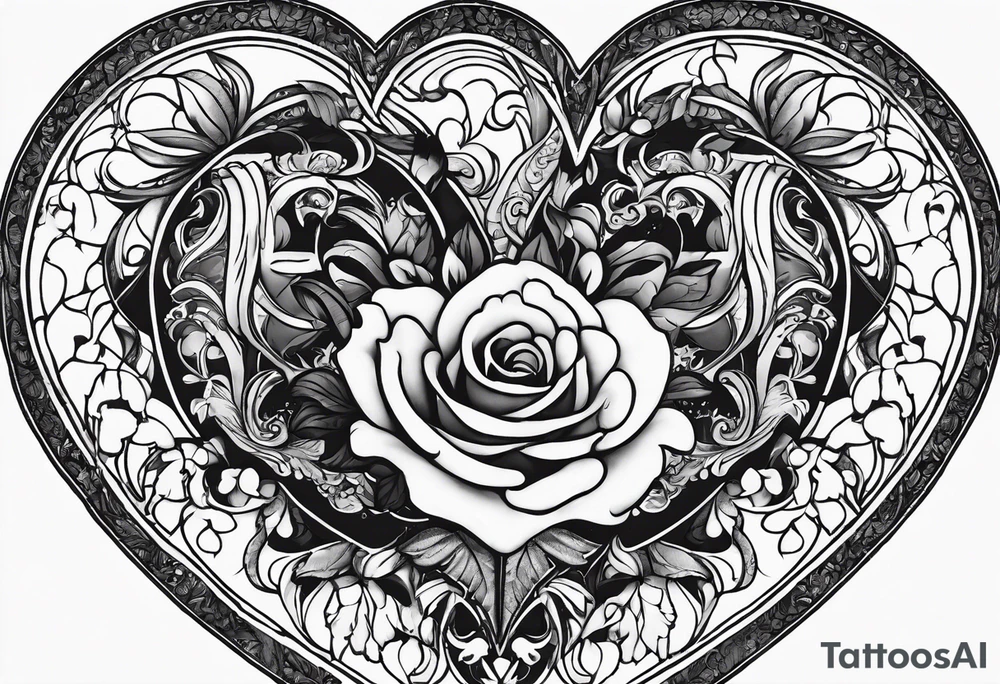 a heart split in half with Matilda whiten in one have an Weston Whiten in the other tattoo idea