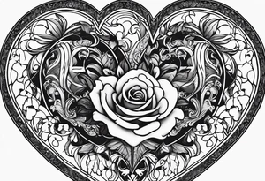 a heart split in half with Matilda whiten in one have an Weston Whiten in the other tattoo idea