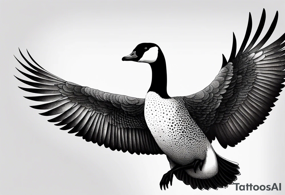 canadian goose shaking wings above profile tattoo idea