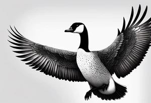 canadian goose shaking wings above profile tattoo idea