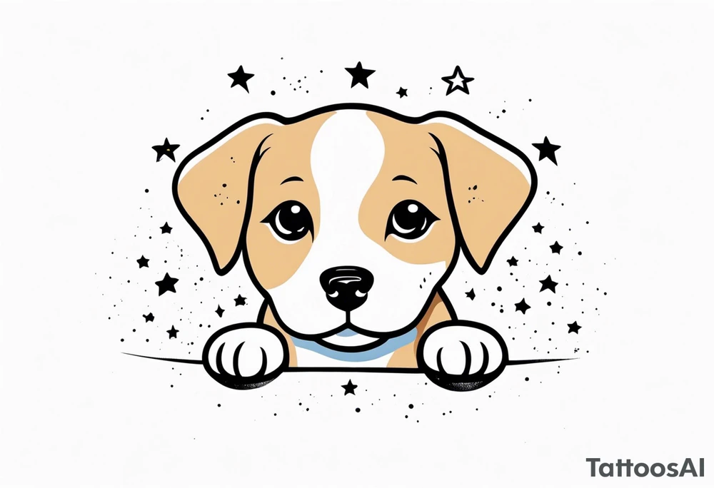 Cute puppy and stars tattoo idea