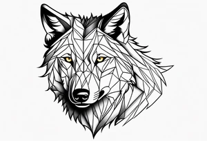 Male young Wolf face look realistic tattoo idea