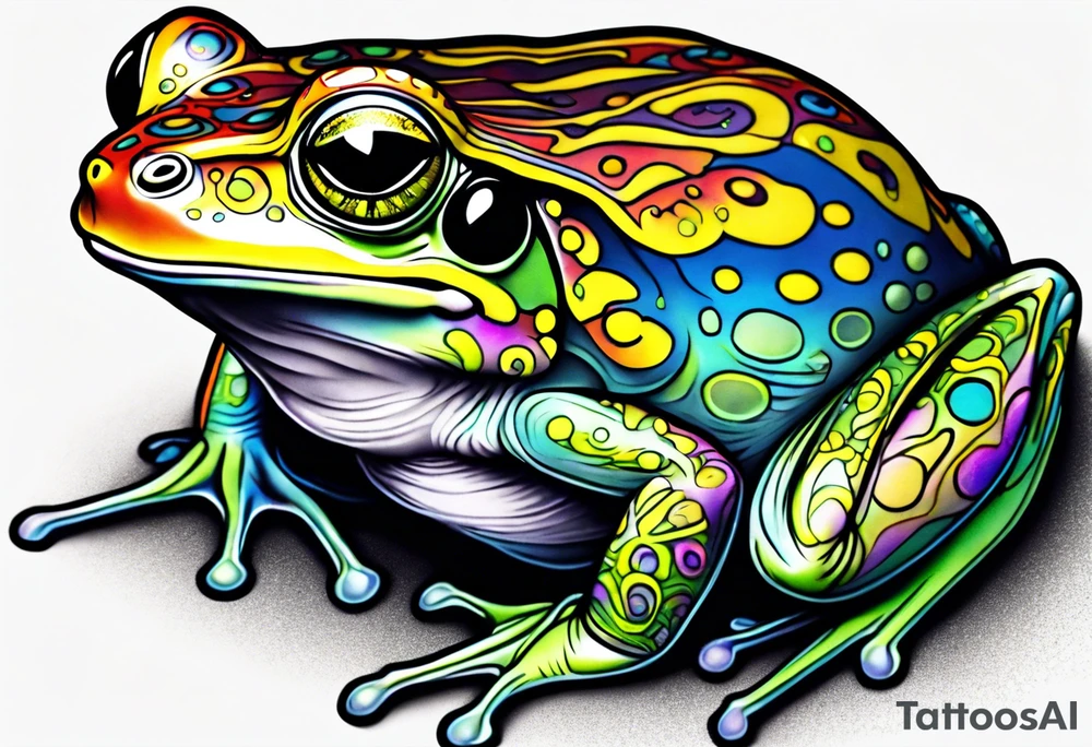 a psychedelic frog tattoo idea