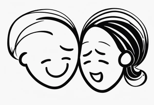 happy and sad face fighting each other tattoo idea