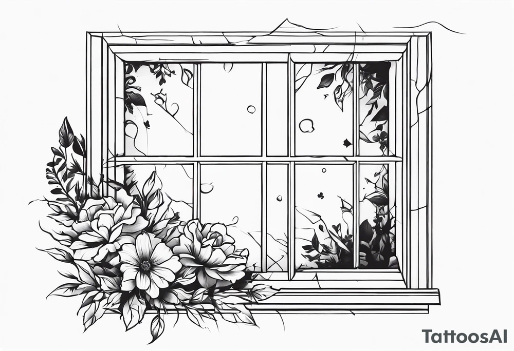 Broken window, flowers, beauty, soul tattoo idea