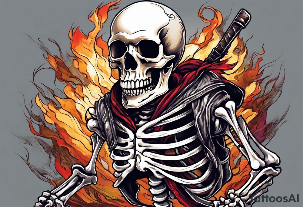 skeleton running from the world tattoo idea