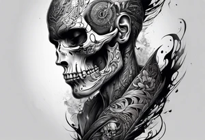 extreme joint pain breaking through skin on arm skull sorrow sad tattoo idea