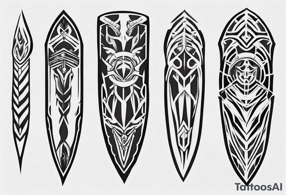 leg armor symmetrical tattoo idea